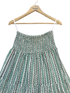Emerald Maze Hand Block Printed Cotton Flared Maxi Skirt