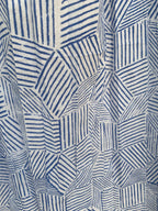Blue Printed Cotton A-Line Full-Length Skirt with Smocked Waistband