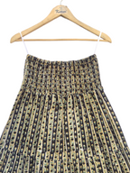 Maze Hand Block Printed Cotton Tiered Maxi Skirt – Smocked Waist Boho Flared Skirt