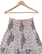 Blush Floral Hand Block Printed Cotton Maxi  Skirt – Smocked Waist Tiered Skirt