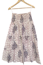 Blush Floral Hand Block Printed Cotton Maxi  Skirt – Smocked Waist Tiered Skirt