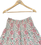 Off-White Floral Handcrafted Cotton Tiered Maxi  Skirt – Smocked Waist Boho Skirt