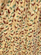 Sand Beige Leaf Hand Block Printed Cotton Maxi Skirt – Smocked Waist Tiered Skirt