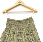 Olive Buti Hand Block Printed Cotton Maxi Skirt – Smocked Waist Tiered Skirt