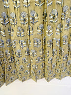 Olive Buti Hand Block Printed Cotton Maxi Skirt – Smocked Waist Tiered Skirt