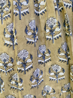 Olive Buti Hand Block Printed Cotton Maxi Skirt – Smocked Waist Tiered Skirt