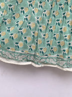 Mint Bloom Hand Block Printed Cotton Maxi Skirt – Smocked Waist Tiered Skirt