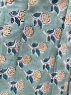 Mint Bloom Hand Block Printed Cotton Maxi Skirt – Smocked Waist Tiered Skirt
