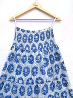 Indigo Buta Hand Block Printed Cotton Maxi Skirt – Smocked Waist Tiered Skirt
