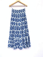 Indigo Buta Hand Block Printed Cotton Maxi Skirt – Smocked Waist Tiered Skirt