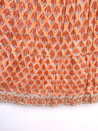Sunset Coral Handcrafted Cotton Maxi Skirt – Traditional Buti Smocked Waist